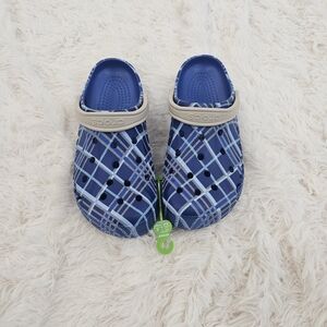 CROCS Plaid Blue Sandals